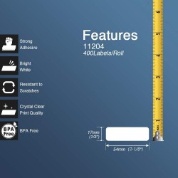 Brother DK11204 label tape compatible 17mm x 54mm 400 per roll